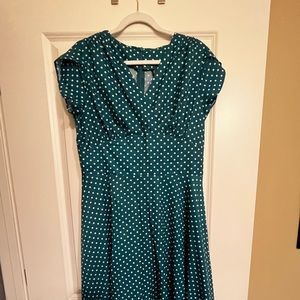 Voodoo Vixen Teal Polka Dot Dress XL